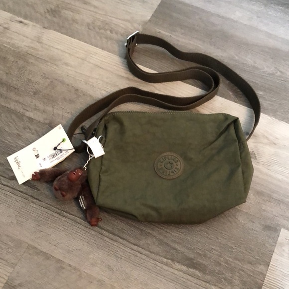 Kipling Colleen 100% Polyester Jaded Green Tonal Crossbody + Monkey Key Chain - Picture 3 of 14